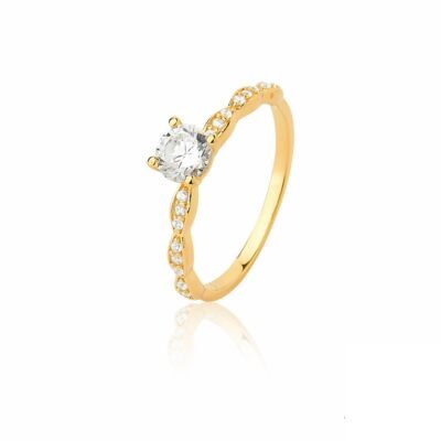 Anel Solitário Celeste – Ouro 18K