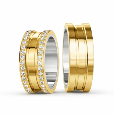 Aliança Moeda Inspiração BVLGARI 8mm