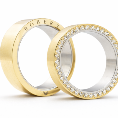 Aliança Moeda Cravejada Lateral Linha Premium - 8mm